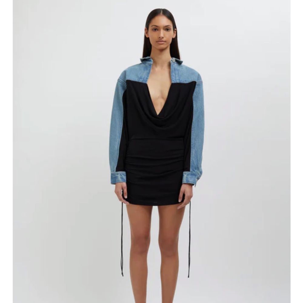 CHRISTOPHER ESBER DECONSTRUCTED DENIM CUMMERBUND SHIRT
